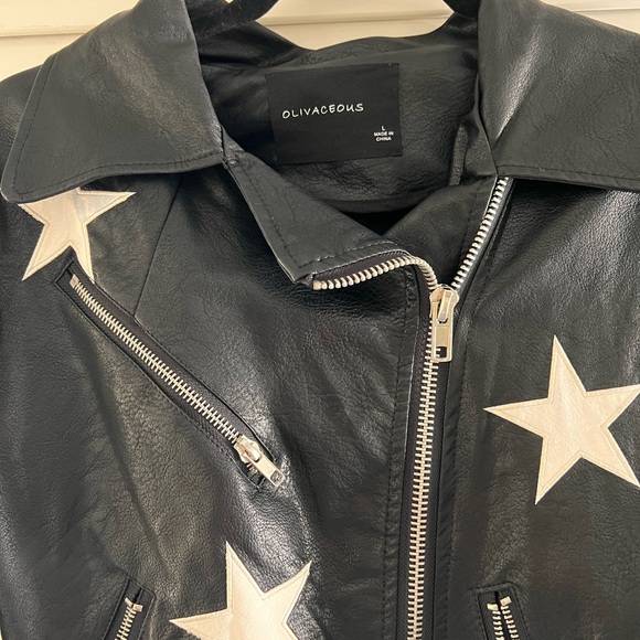 Olivaceous PU Leather jacket - Picture 3 of 4